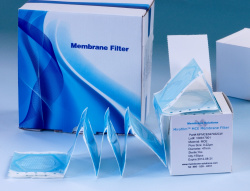 Мембранные фильтры, cмесь эфиров целлюлозы (MCE) 0.22 мкм, 47 мм, чёрные с белой сеткой, стерильные, лента для диспенсера, 150 шт/упак MFMCE047022CB